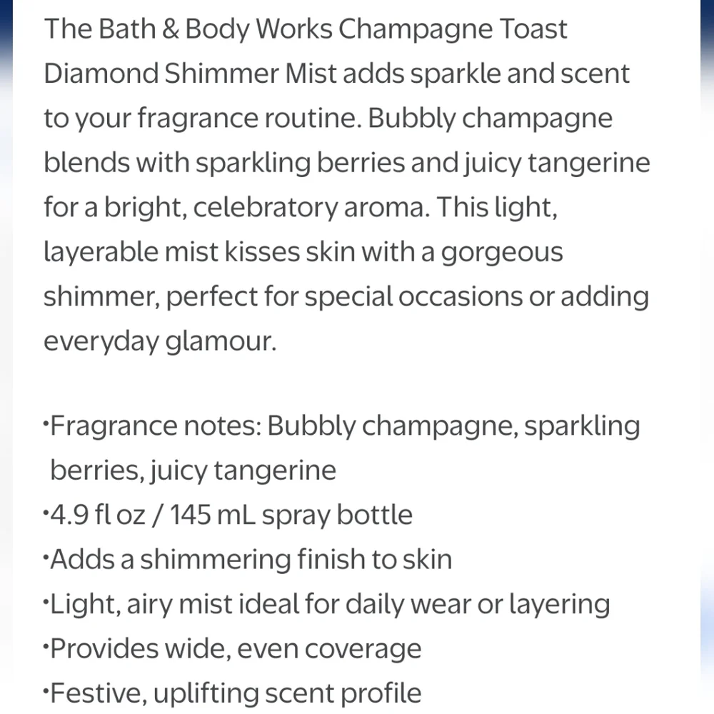 Bath & Body Works‎ Pink Champagne Toast Shimmer Mist